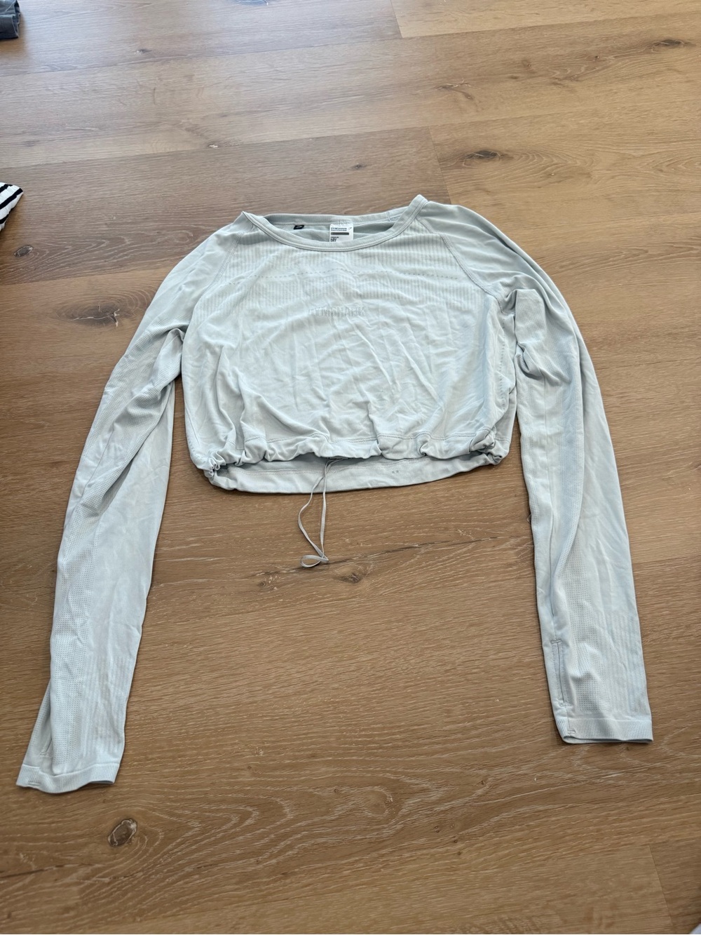 Gymshark Light Gray Cropped Long-Sleeve Drawstring Top